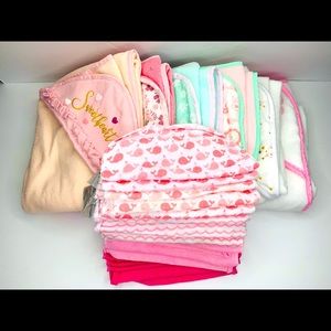 6 Baby bath towel, mix color with extra 20 baby wash cloth